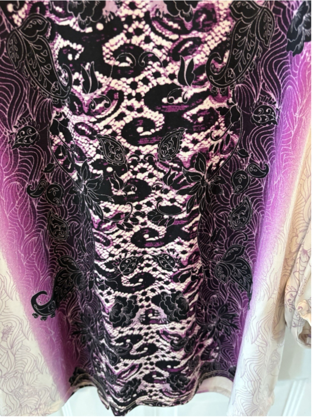 Dana Buchman Women’s Purple/black Floral Paisley Print Blouse Large 1050 - Picture 11 of 13
